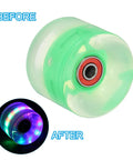 Light Up Skateboard Wheels 60x45mm 4 Pack With Bearings 78A PU For Outdoor Cruiser Street Skating Replacement Green LED lit