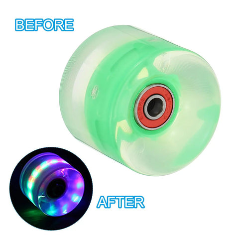 Light Up Skateboard Wheels 60x45mm 4 Pack With Bearings 78A PU For Outdoor Cruiser Street Skating Replacement Green LED lit