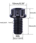 Titanium Flange Head Bolt M6x10mm Black Finish Grade 5 6Al4V Torx T30 Screw Pack Of 4 dimensional diagram