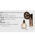 Absolutely Sick Industrial Wall Lamp With Vintage Pulley Handle Crafted From Heavy Wrought Iron Ideal For Barn Lofts And Man Caves With Super Cool Diffused Lighting, bronze color, 25cm diameter.