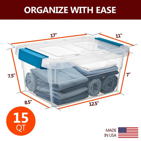 Clear Plastic Storage Bins With Lids Stackable Organizers 15 Quart Straight Up Perfect For Toys Crafts And Office Supplies Absolute Game Changer For Keeping It Neat