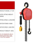 Portable 1 Ton Electric Chain Hoist And Trailer Winch For Garage Crews And DIY Hustlers With Smooth Reverse Control and fast lifting speed, 36kg weight.