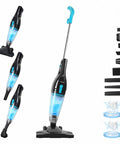 Corded Vacuum Cleaner With 15KPa Suction 400W Motor 12 In 1 Lightweight Bagless Stick Vacuum With Handheld Ultra Quiet Design shown with attachments