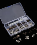 Leather Craft Snap Fasteners Kit With 12mm Brass Buttons Bronze And Silver, Includes Hole Punch And Anvil, 30 Sets And 2 Fixing Tools, Easy Shirt And Coat Repairs For Handy DIYers; open case