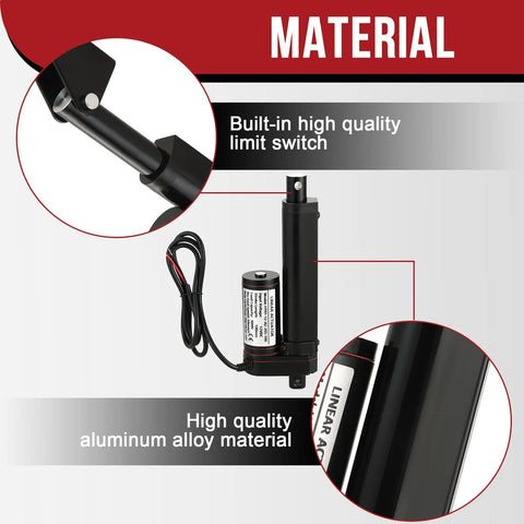 MYFULLY 12V linear actuator with 4-inch stroke; aluminum alloy housing and mounting brackets