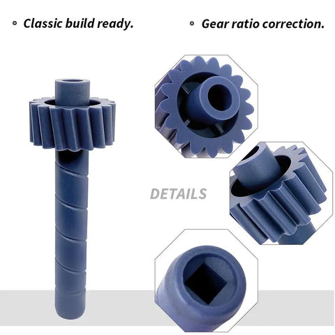 Close-up of blue gear from Six Piece Speedometer Driven Gear Kit For GM Transmissions Muncie Saginaw 3 To 4 Speed T5 T10 Super T10.