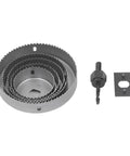 FTVOGUE Heavy Duty Hole Saw Kit W 5 Sizes Cuts Metal Plastic Wood Like A Champ For DIY Pros Using Sharp Steel Cutters With Extender And Hex Wrench, 5 saws