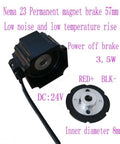 Front view of 24V DC NEMA 23 permanent magnet brake with 8mm shaft, 57x57mm frame for stepper motors