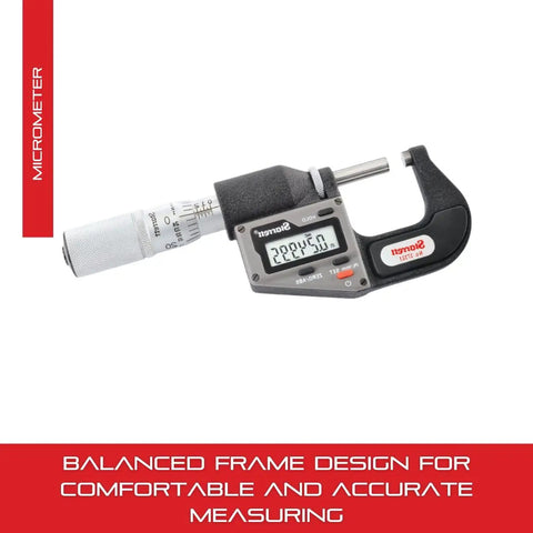 Electronic Micrometer Inch Metric With One Piece Friction Thimble Auto Off 0-1 Inch Range.00005 Inch Resolution LCD Display