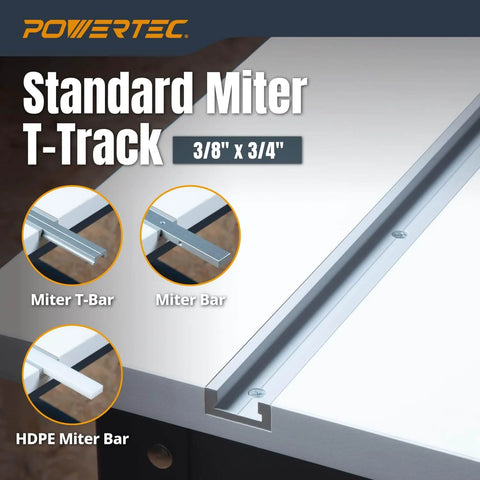 48-Inch Miter T Track With T Bar For Table Saw, Router Table, And Bandsaw, Heavy-Duty Three-Quarters By Three-Eighths Miter T Slot Fitting