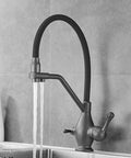 AOXHUGB Faucet 3-Way Tap with Pull-Out Spray Black Silicone Hose Chrome Finish Ideal for Under Sink Water Filter Systems - Versatile Kitchen Mixer Faucet (Grey A) with water flow.
