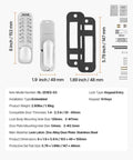 No Battery Needed Mechanical Keyless Entry Door Lock With 14 Key Set Single Side Stainless Steel Waterproof Gate Lock dimensions shown
