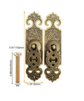 Two Pack Vintage Style Brass Pull Handles With Embossed Pattern For Bookcase Wardrobe Drawer And Double Doors, Antique Bronze Finish.