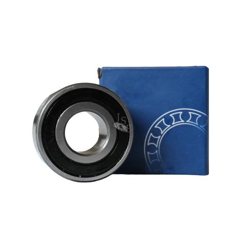 Premium 5203 2RS Double Row Ball Bearing With Thick Rubber Seals 17Mm Bore By 40Mm OD And 17.5Mm Wide shown with packaging.