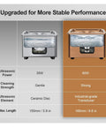 Comparison of Heavy Duty 900Ml Ultrasonic Cleaner Machine With Sixty Watt Power And Forty Kilohertz Frequency, showcasing power and features.