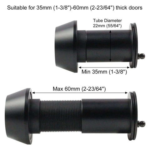 Solid Brass 220-Degree Door Viewer Peephole With Heavy Duty Rotating Privacy Cover Ultra Wide HD Lens Fits Doors 1 3/8 to 2 23/64 Inches Black