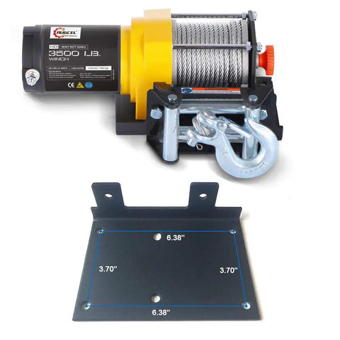 3500Lb ATV UTV Electric Winch With Roller Fairlead And Mount Plate Low Amp 12V DC Motor Freespooling Clutch 1 Stage Planetary Gear Heavy Duty Recovery Winch For Jeeps Trucks Boats And Multi Purpose Trailers with mount plate