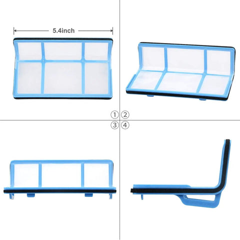 All In One Vacuum Filter Kit Replacement For ILIFE Robotic Vacuums V3 V3S V5 V5s Pro - Primary Filter with Blue Frame, Various Angles
