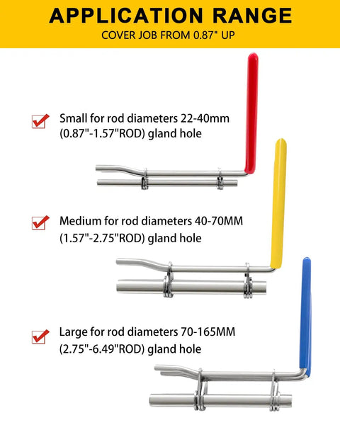 Hydraulic Seal Installation Tools Set Pro Grade 3 Piece Upgrade Kit with U Cup Rod Seal Installer sizes for piston and cylinder seals
