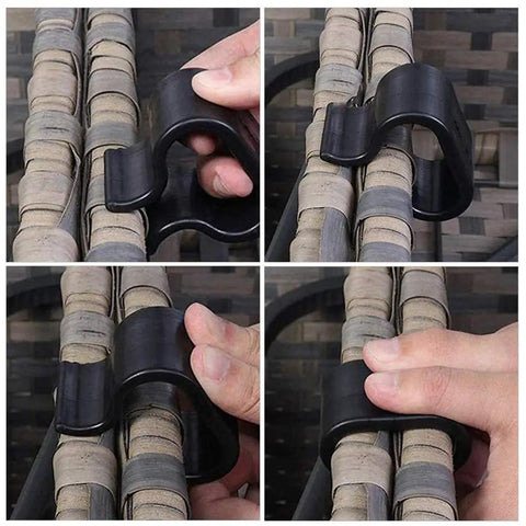 Outdoor Furniture Clips and Patio Sofa Alignment Clamps Black Rattan Sectional Connectors 10 Piece Set for Securing Wicker Furniture