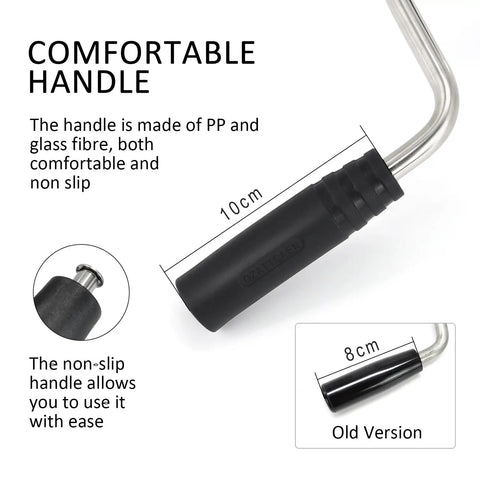 Stainless Steel Strap Winder For Flatbed Trucks And Cargo Trailers handle comparison, highlighting new and old versions.