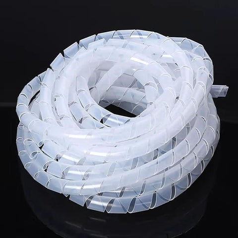 Spiral Cable Wrap 20 Ft 1/2 Inch Flexible Cable Sleeve For Computer Cables Power Cords And Audio Video Cables White Durable PE Material