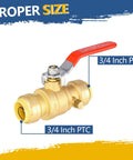 Three Quarter Inch Push Fit Ball Valve With Drain Full Port Brass Shut Off For Plumbing Fittings Copper Pex CPVC Pipe Pack Of Five