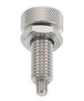 Tough As Nails M10 Stainless Steel Spring Loaded Indexing Plunger Pin With Smooth Knurled Handle for Robotics and Machine Tool Kits.