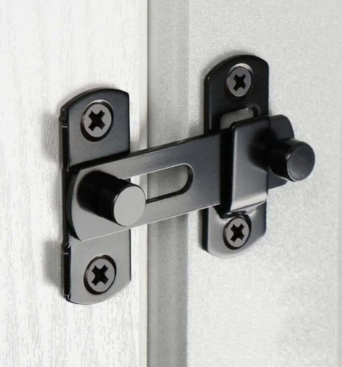 Two Pack Small Stainless Steel Flip Lock Safety Door Bolt Holder Latch Black With Anti Oxidation Finish installed on door