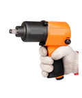 Heavy Duty Pneumatic Impact Wrench 1/2 Square Drive with ergonomic grip in hand, showcasing durability for mechanics.