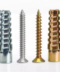 100 Sets Wall Anchors With Screws Kit For Drywall Self-Drilling Plugs And Fasteners No-Prep Install Premium Yellow Zinc-Plated Carbon Steel Rust-Resistant Heavy-Duty Mounting Hardware For Shelves, Mirrors, And TVs. four drywall anchors with screws, M6x32