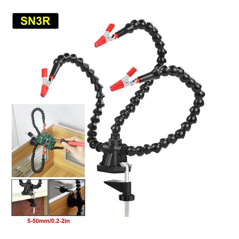 Pro Soldering Helping Hands Third Arm Tool With 3X Magnifier, adjustable gooseneck arms and alligator clips, PCB repair.