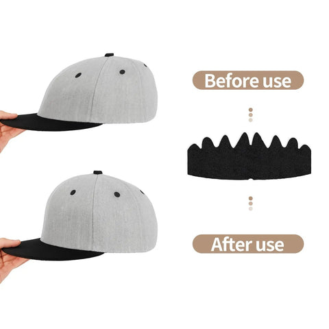 Before and after use of 10 Pack Baseball Cap Sweat Liners, Flexible Washable Reusable Hat Inserts For No Sweat Protection