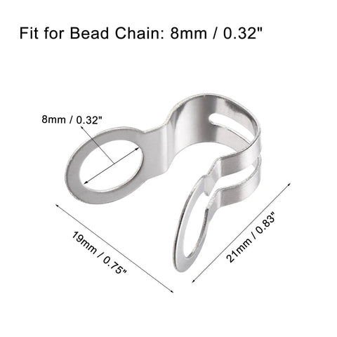 8mm Ball Chain Connector Double Ring Style Link Stainless Steel Loop Connection Pack Of 10 Durable Bead Chain Connectors For Jewelry And Keychain Projects Rust Resistant Polished Finish, 304 stainless steel connector shown with 8mm fit and 21mm length