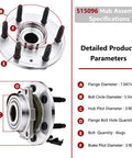 Front Wheel Hub Bearing Assembly For 4WD 6 Lug 515096 Compatible With Chevy Tahoe Silverado 1500 Avalanche Suburban Cadillac Escalade GMC Yukon Sierra With ABS And 2007 Through 2014 Models with specifications details