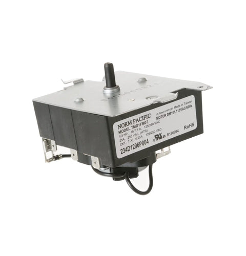 Close-up of WE4M532 Dryer Timer Replacement for GE Dryers, OEM Quality Control Part with precise cycle timing shown.