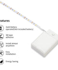 Battery Powered LED Strip Lights 3.28 Feet Two Pack For Under Cabinet Kitchen Lighting Warm White 3000K With Adhesive Backing
