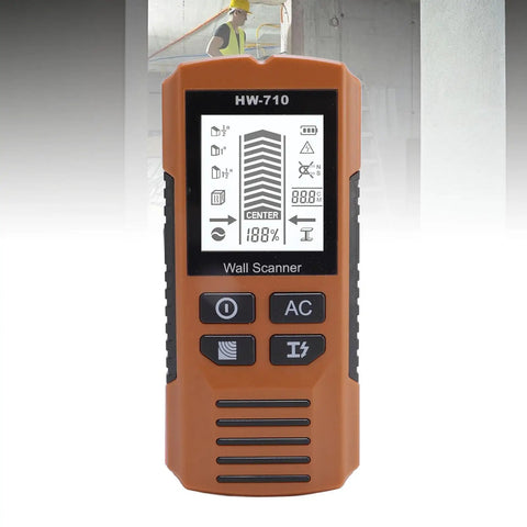 Wall Stud Finder 3 Mode Wall Scanner with display, orange casing for home renovation and accurate stud detection.