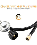5Ft Propane Regulator And Hose For Grills, Fire Pits, Water Heaters, And Outdoor Cooktops Universal Replacement, Supports Up To 80,000 BTU, 3/8 Inch Female Flare Nut, CSA Certified, Easy Hookup Gas Line Setup
