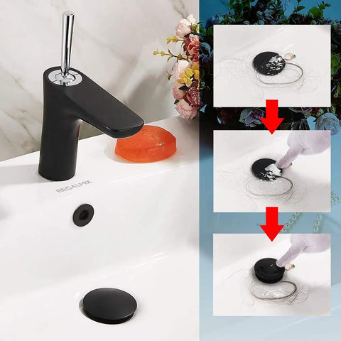 Heavy Duty Matte Black Vessel Sink Drain Stopper With Overflow And Built In Hair Catcher Stops Pesky Clogs Cold And Fits Standard American Sizes For Mess Free Bathrooms Daily