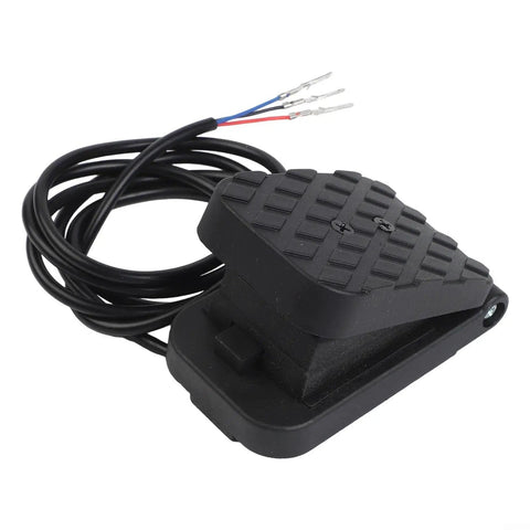 Smooth Ride Hall Effect Accelerator Pedal For Kids Electric Cars, black pedal with wire, designed for easy swaps in electric rides.