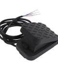 Smooth Ride Hall Effect Accelerator Pedal For Kids Electric Cars Zero To Thirty Degree Non Contact Throttle Sensor With Slick 1V To 4V Output and Rock Solid Metal Abs Build For Fast Hassle Free Swap with a textured black surface and wires.
