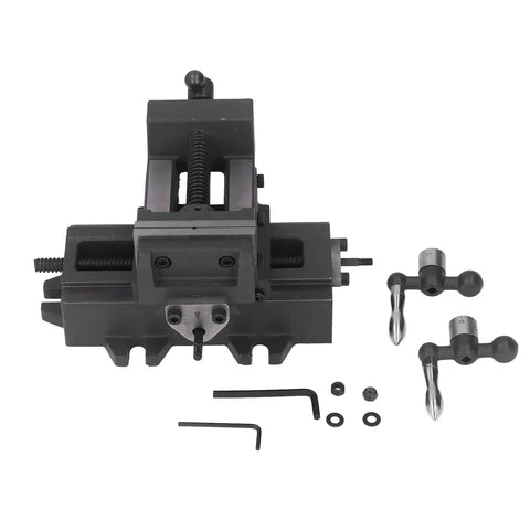 Saskate Cross Slide Machine Vise 3 Inch Cast Steel Bench Vise for Milling Drill Press with accessories and handwheel