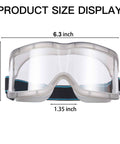 Front view of Oversized Safety Goggles That Fit Over Glasses For Lab Work, Chemistry And DIY Projects, showing measurements.
