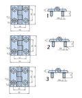 Diagram of Black 50 By 50 mm Distribution PS Switch Control Box Door Hinge for instrument cabinet, with detailed measurements.