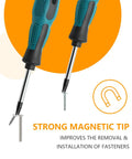 Four Piece U Type Screwdriver Set With Slick Magnetic Tips And Rugged Tpr Handles Chrome Vanadium Steel Construction Built Tough For Precision Mini Repairs And Tight Spaces Without Breaking A Sweat Top Shelf Quality, strong magnetic tips shown with screws.
