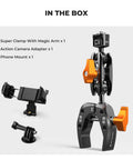 Heavy Duty Camera Clamp Mount With Two 360 Degree Ball Heads Magic Arm For DSLRs Action Cameras And Phones set components