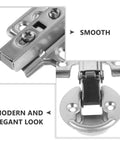 Close-up of 4 Pack Stainless Steel Folding Cabinet Hinges With Soft Close Damper For Frameless Cabinets and Windows
