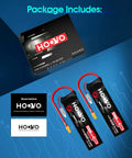 Two 4S LiPo Battery Pack 14.8V 6500mAh 130C RC Power and packaging with XT60 plug for RC vehicles