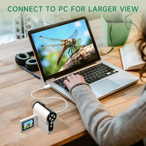 3 In 1 Handheld Microscope With 2 Inch LCD Screen 1000X Zoom For Kids Ages 8 To 12 Portable Mini Scope With LED Light Includes 32GB Card And 5 Sample Slides, connected to laptop